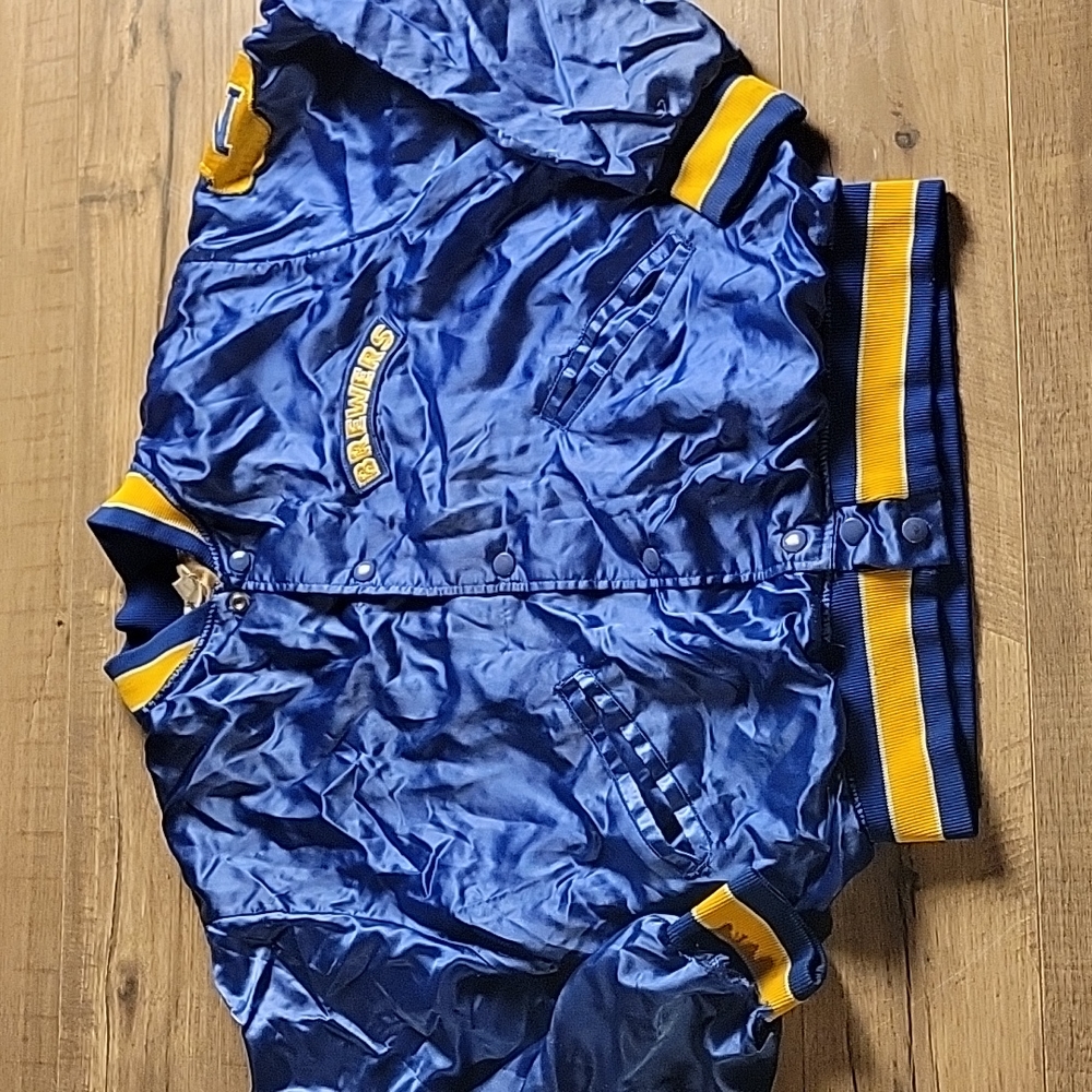 Authentic Vintage 1980's Feldco MLB Milwaukee Brewers Satin Jacket Sz Large